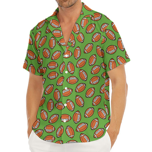 American Football Ball Pattern Print Men's Deep V-Neck Shirt