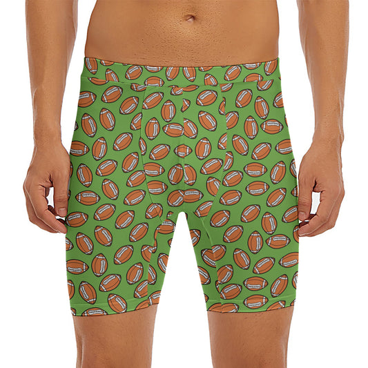 American Football Ball Pattern Print Men's Long Boxer Briefs