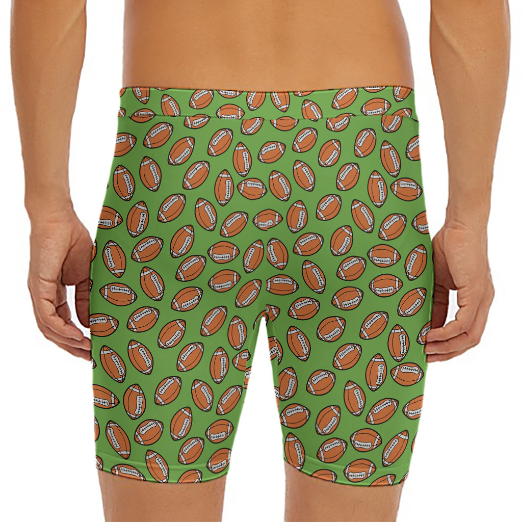 American Football Ball Pattern Print Men's Long Boxer Briefs