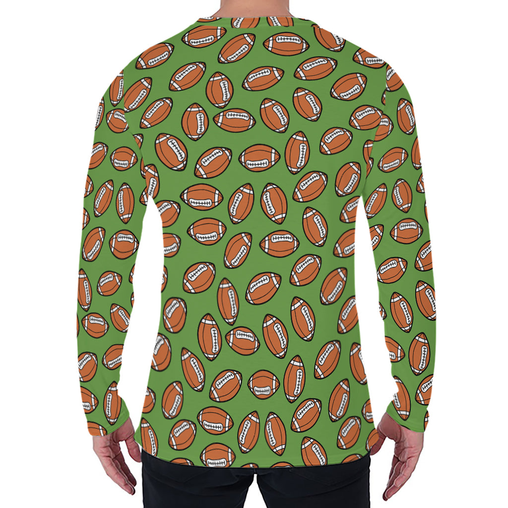 American Football Ball Pattern Print Men's Long Sleeve T-Shirt
