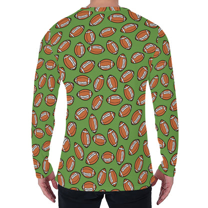 American Football Ball Pattern Print Men's Long Sleeve T-Shirt
