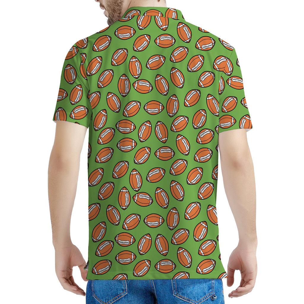 American Football Ball Pattern Print Men's Polo Shirt