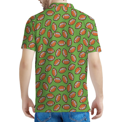 American Football Ball Pattern Print Men's Polo Shirt