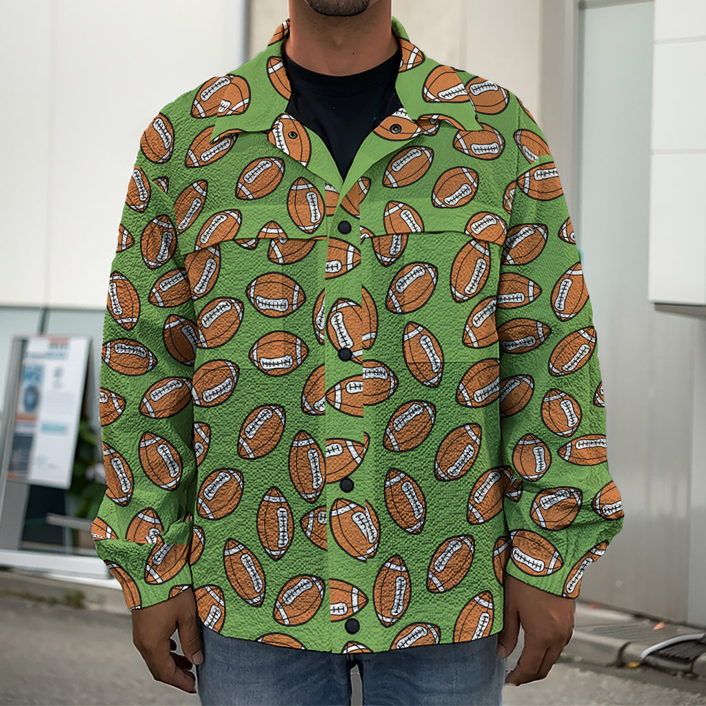 American Football Ball Pattern Print Men's Shirt Jacket