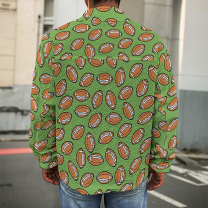 American Football Ball Pattern Print Men's Shirt Jacket