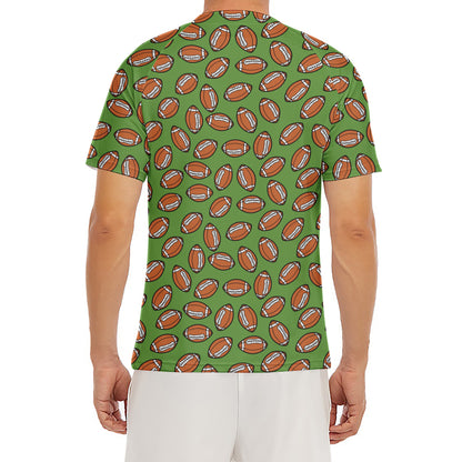 American Football Ball Pattern Print Men's Short Sleeve Rash Guard