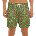 American Football Ball Pattern Print Men's Split Running Shorts
