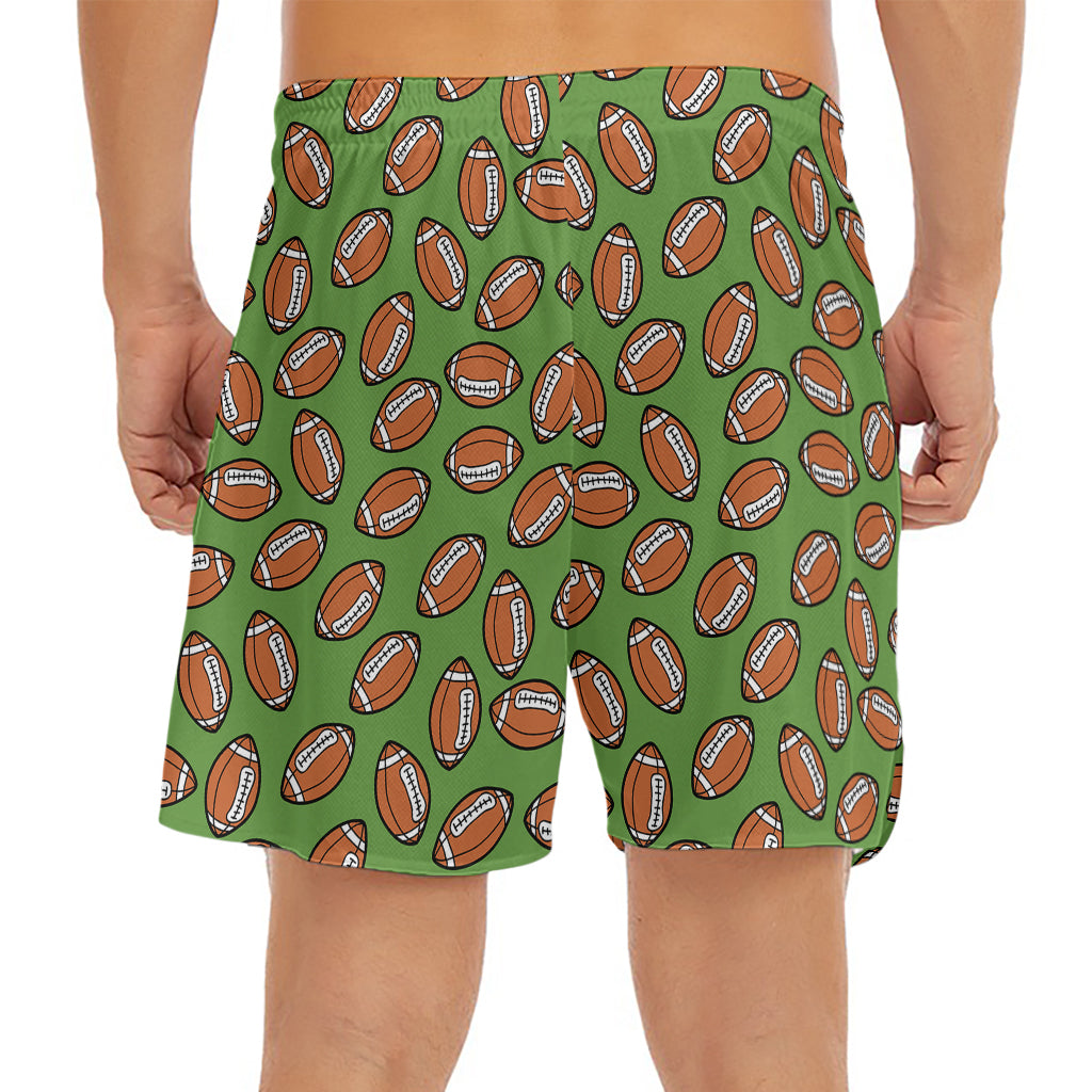 American Football Ball Pattern Print Men's Split Running Shorts