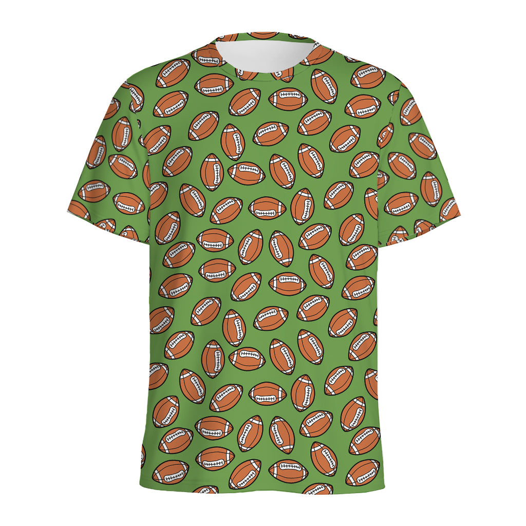 American Football Ball Pattern Print Men's Sports T-Shirt