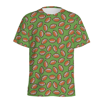 American Football Ball Pattern Print Men's Sports T-Shirt