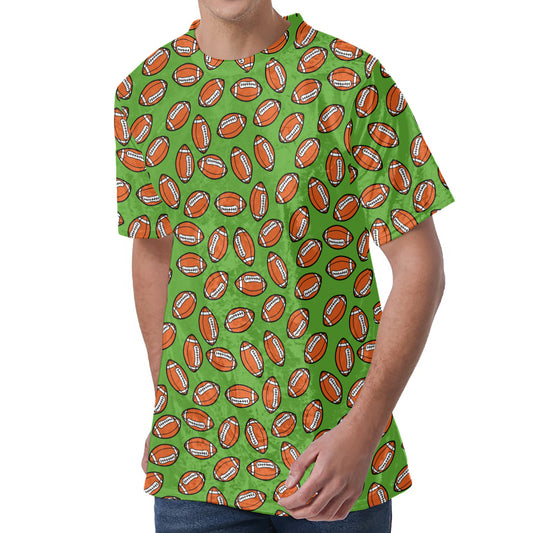 American Football Ball Pattern Print Men's Velvet T-Shirt