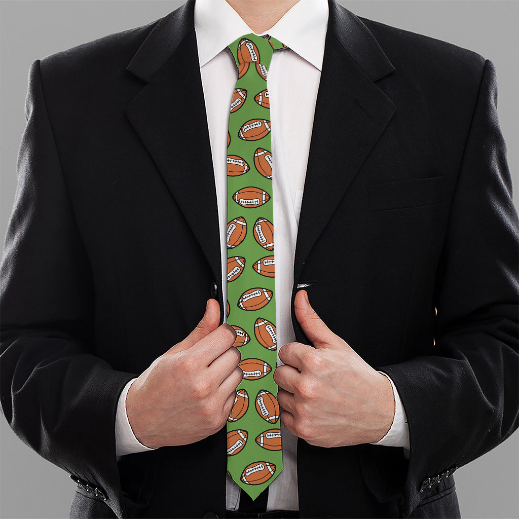 American Football Ball Pattern Print Necktie
