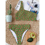 American Football Ball Pattern Print One Shoulder Bikini Top