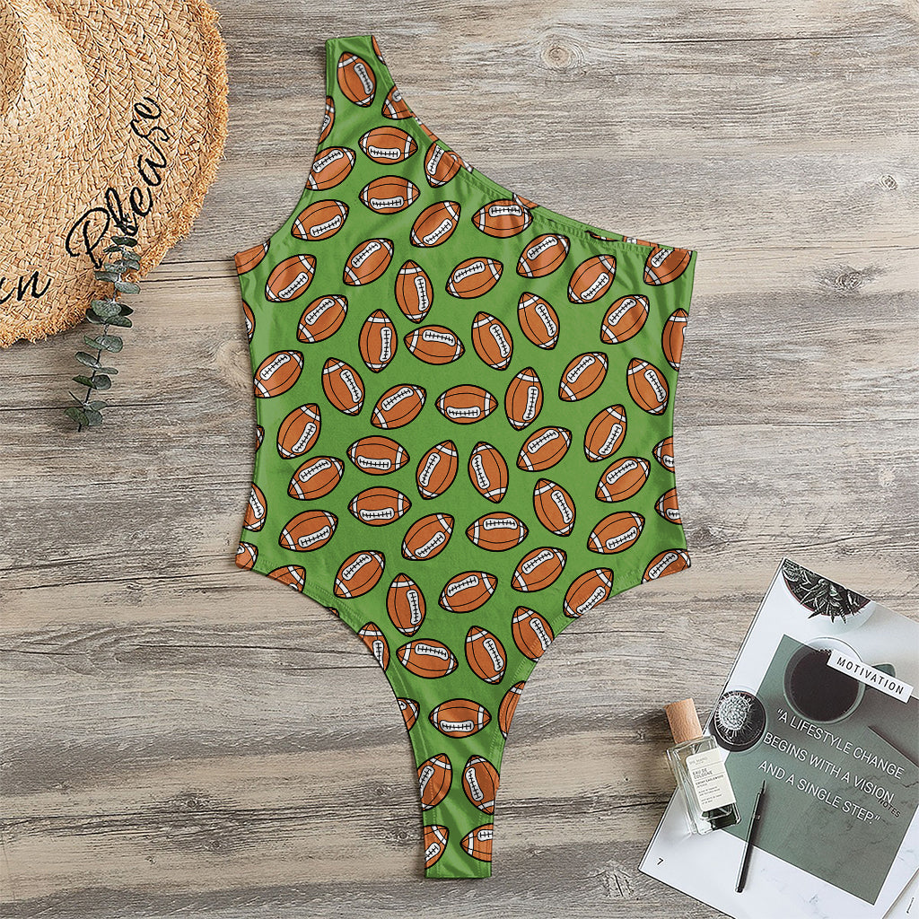 American Football Ball Pattern Print One Shoulder Bodysuit