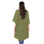 American Football Ball Pattern Print Open Front Beach Cover Up