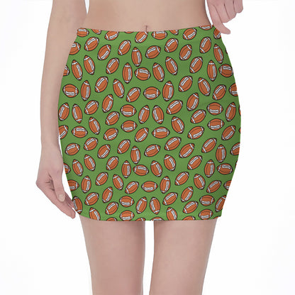 American Football Ball Pattern Print Pencil Mini Skirt
