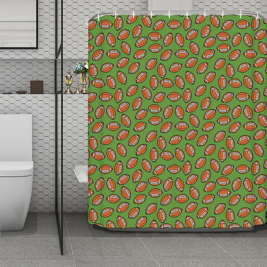 American Football Ball Pattern Print Polyester Shower Curtain