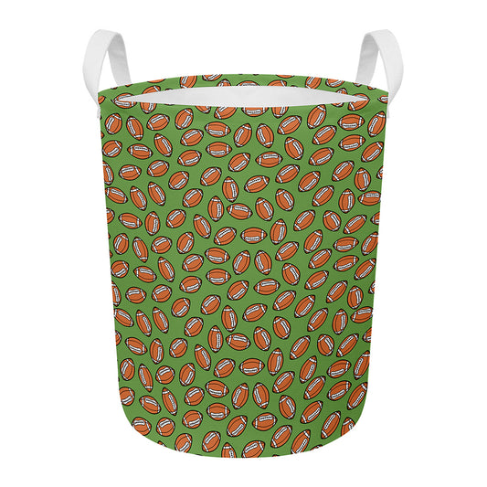 American Football Ball Pattern Print Round Laundry Basket