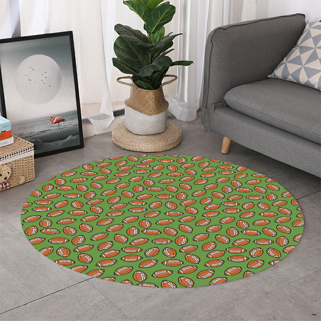 American Football Ball Pattern Print Round Rug