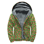 American Football Ball Pattern Print Sherpa Lined Zip Up Hoodie