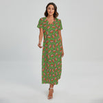 American Football Ball Pattern Print Short Sleeve Maxi Dress
