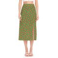 American Football Ball Pattern Print Side Slit Midi Skirt