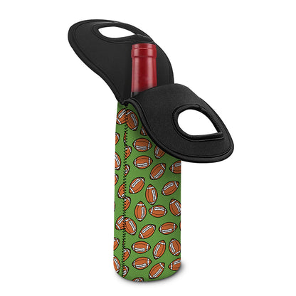 American Football Ball Pattern Print Single Neoprene Wine Tote