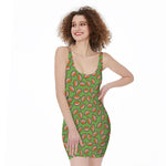American Football Ball Pattern Print Sleeveless Bodycon Dress