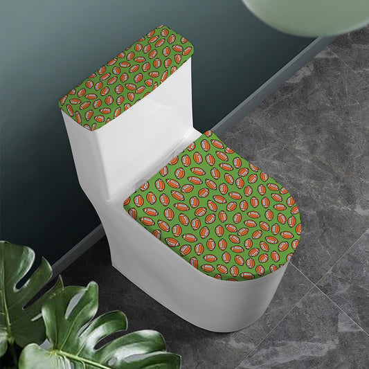 American Football Ball Pattern Print Toilet Lid And Tank Cover Set