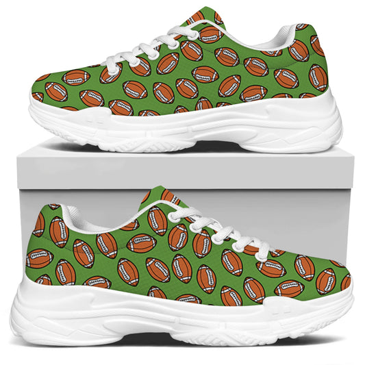 American Football Ball Pattern Print White Chunky Shoes