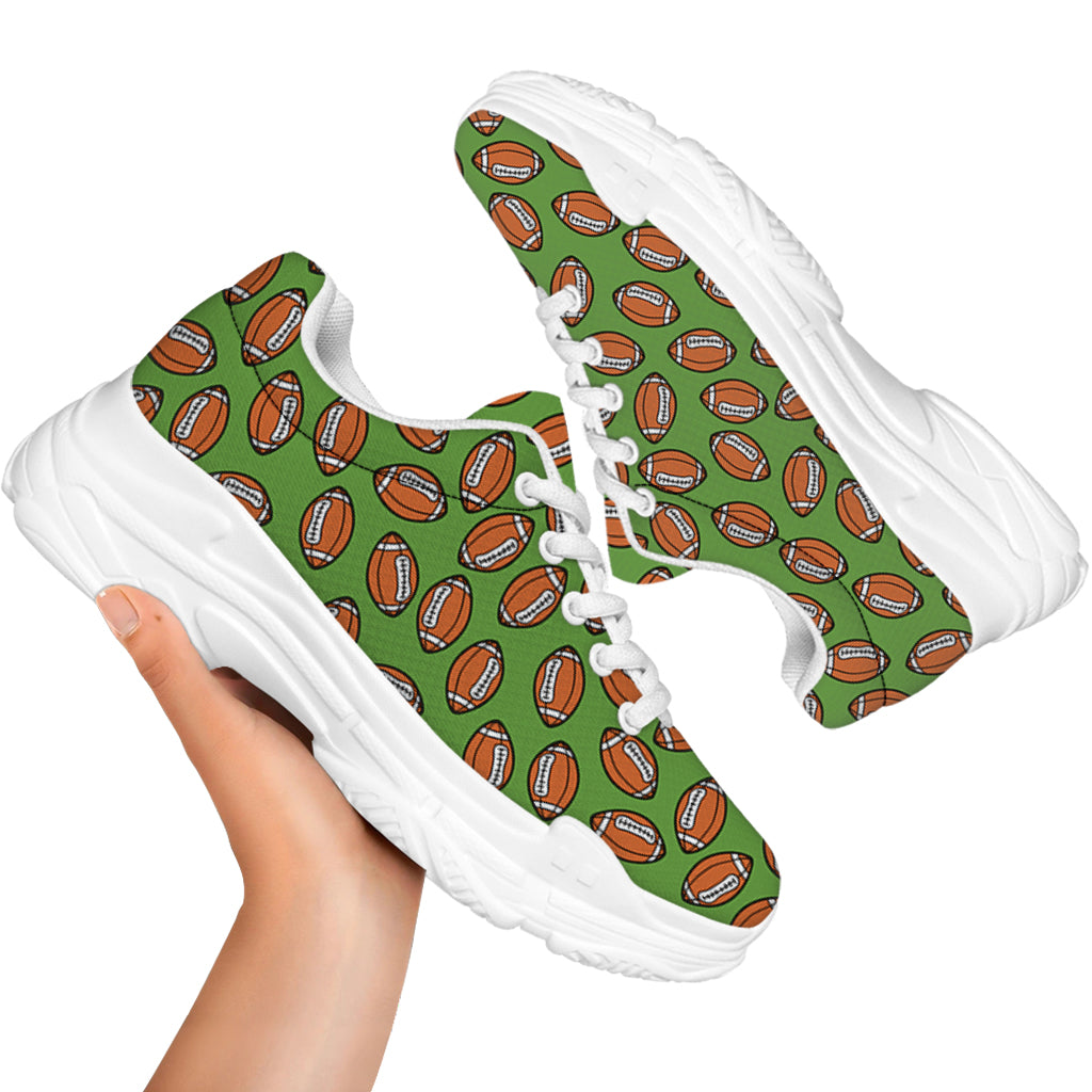 American Football Ball Pattern Print White Chunky Shoes