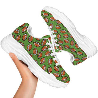 American Football Ball Pattern Print White Chunky Shoes