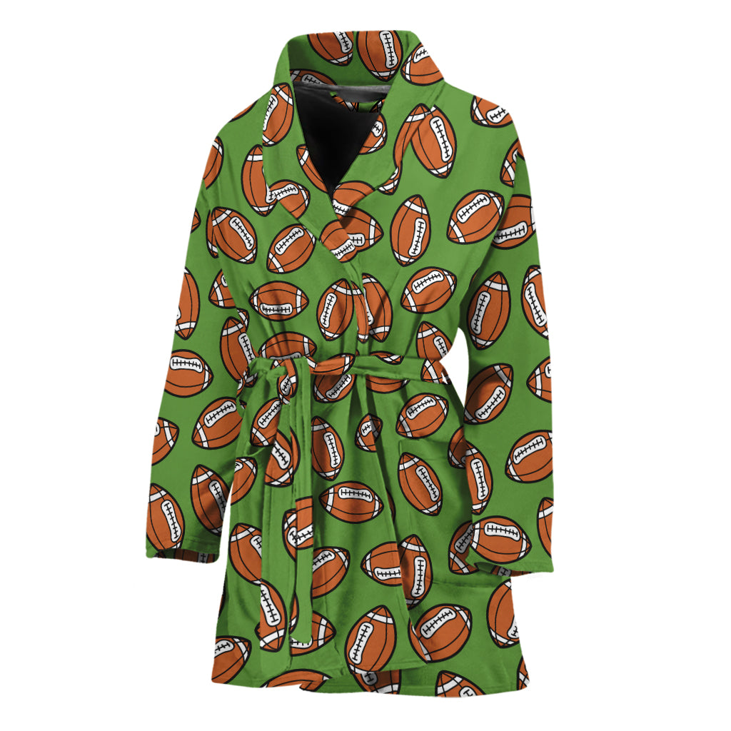 American Football Ball Pattern Print Women's Bathrobe