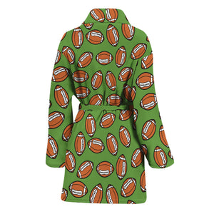 American Football Ball Pattern Print Women's Bathrobe