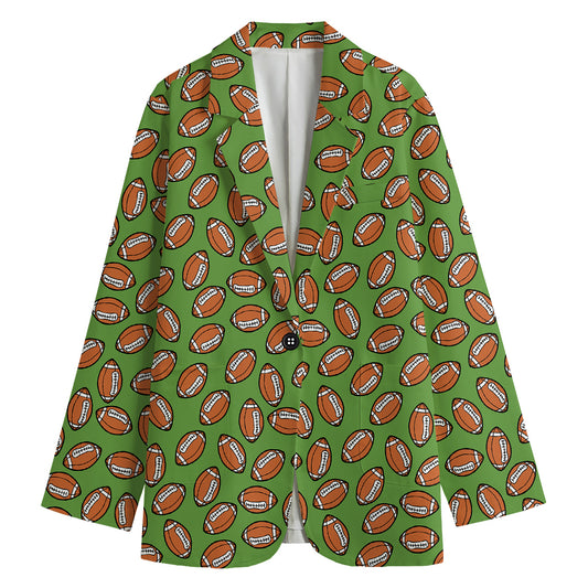 American Football Ball Pattern Print Women's Blazer