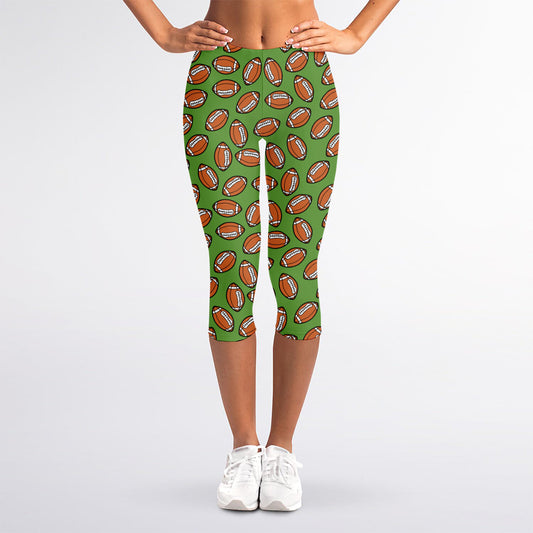 American Football Ball Pattern Print Women's Capri Leggings