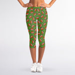 American Football Ball Pattern Print Women's Capri Leggings