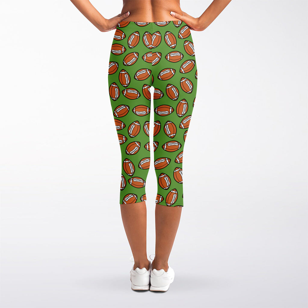 American Football Ball Pattern Print Women's Capri Leggings
