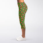 American Football Ball Pattern Print Women's Capri Leggings