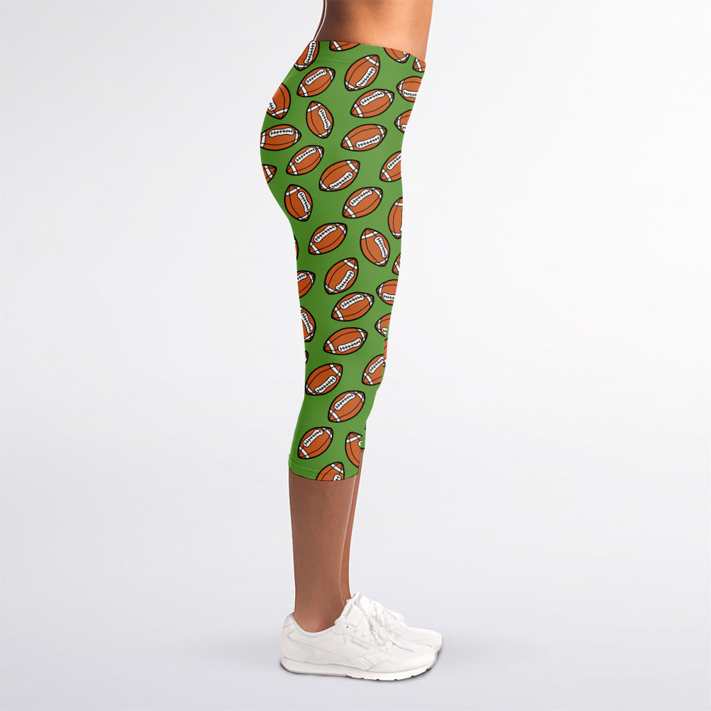 American Football Ball Pattern Print Women's Capri Leggings