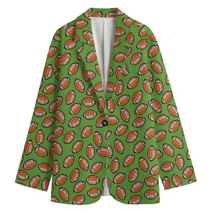 American Football Ball Pattern Print Women's Cotton Blazer