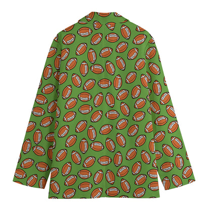 American Football Ball Pattern Print Women's Cotton Blazer