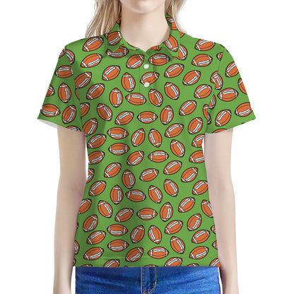 American Football Ball Pattern Print Women's Polo Shirt