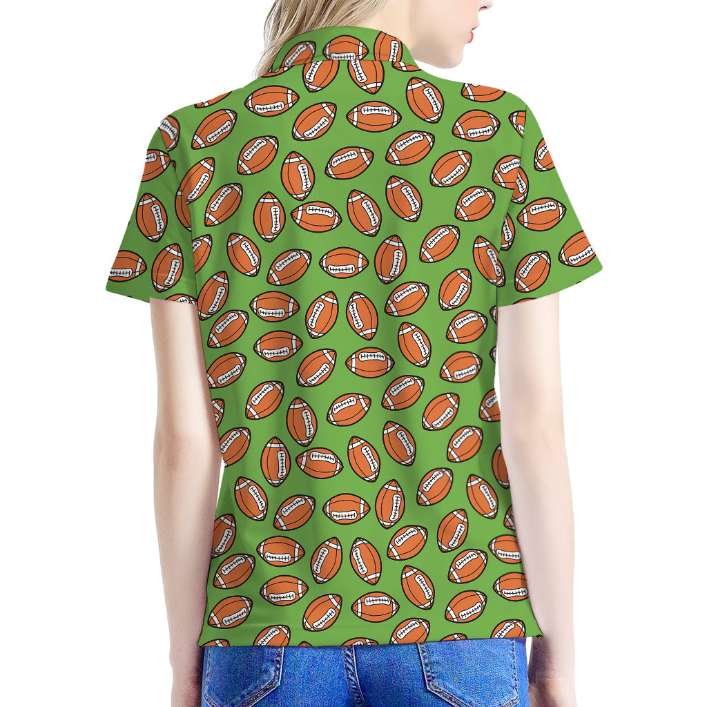 American Football Ball Pattern Print Women's Polo Shirt