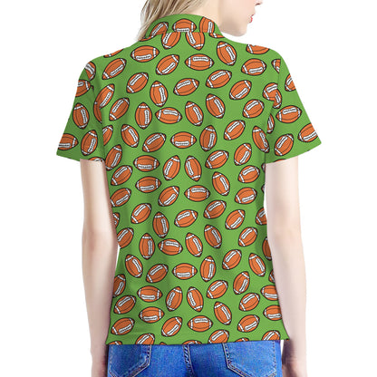 American Football Ball Pattern Print Women's Polo Shirt