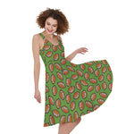 American Football Ball Pattern Print Women's Sleeveless Dress