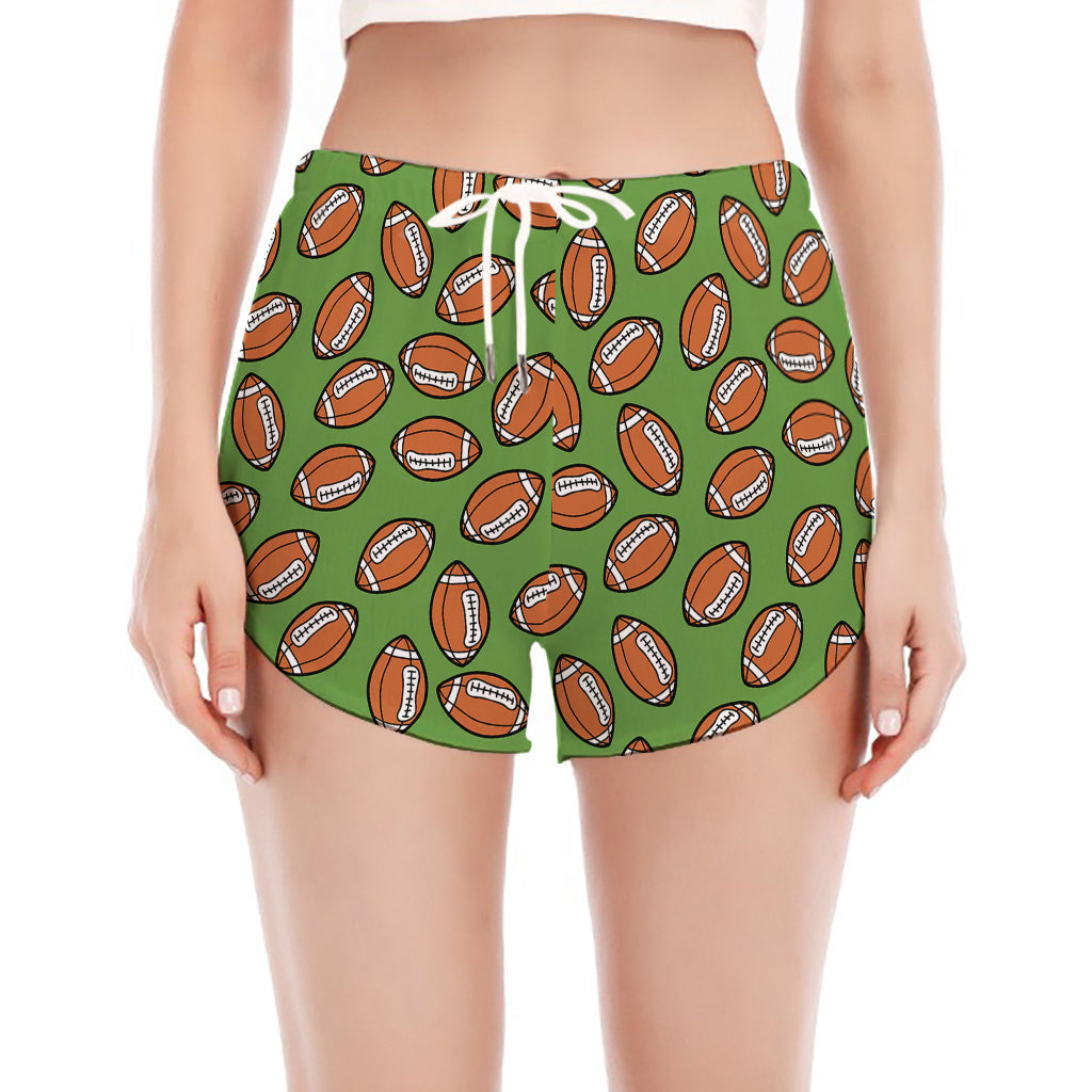 American Football Ball Pattern Print Women's Split Running Shorts