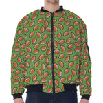 American Football Ball Pattern Print Zip Sleeve Bomber Jacket