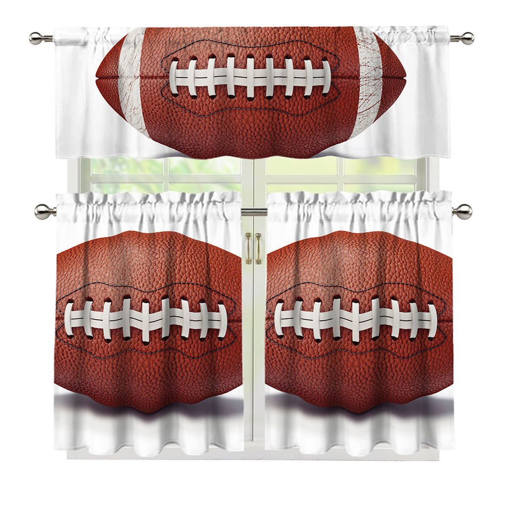American Football Ball Print 3 Piece Kitchen Curtains