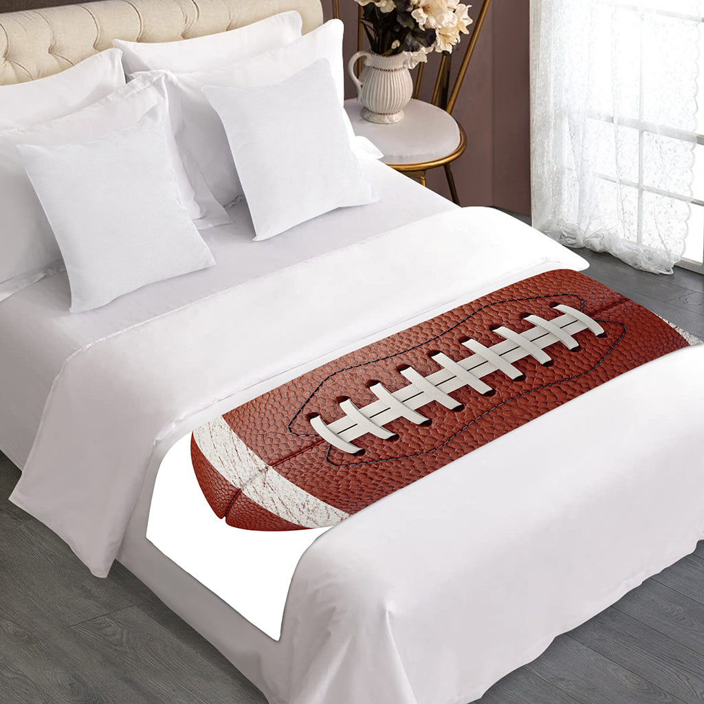 American Football Ball Print Bed Runner